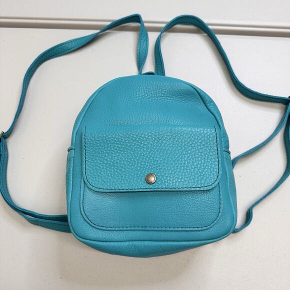 Portland Leather Handbags - Portland Leather Goods Mini Snap Backpack Seafoam Teal Blue Classic Design